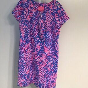 Lilly Pulitzer Bright Blue & Hot Pink Tropical Midi Dress